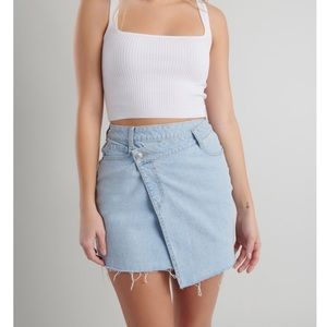 Garage Denim Asymmetrical Jean Mini Skirt